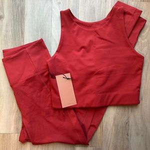 Girlfriend Collective Set in Dark Red